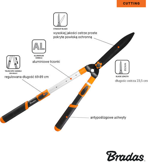 Bradas Aluminum Hedge Shears 69-89 cm Shrub KT-V1141