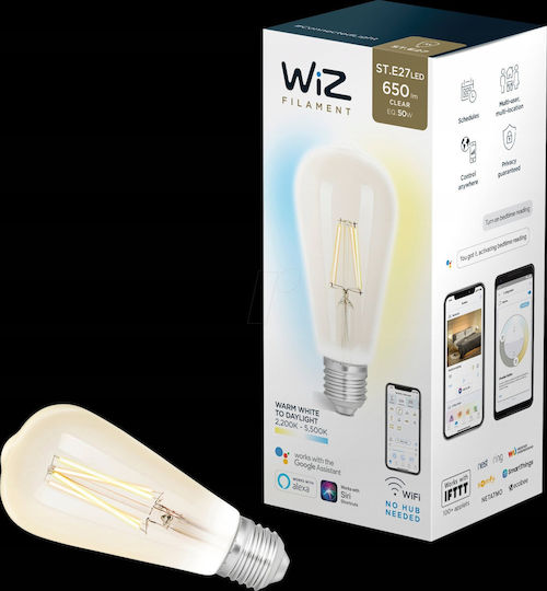WiZ Smart Λάμπα LED 12W για Ντουί E27 και Σχήμα ST64 Ρυθμιζόμενο Λευκό Dimmable