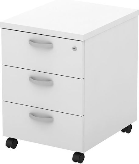 Συρταριέρα Γραφείου Ξύλινη με Ροδάκια Λευκό 40x48x62cm
