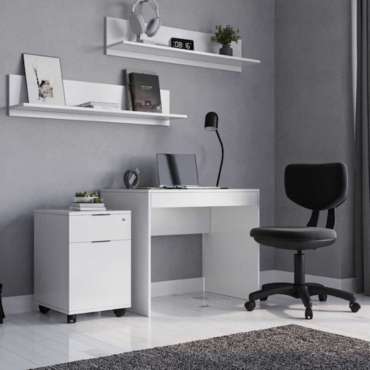 Office Drawer Rio Wooden with Wheels and Lock White 41x45x61cm
