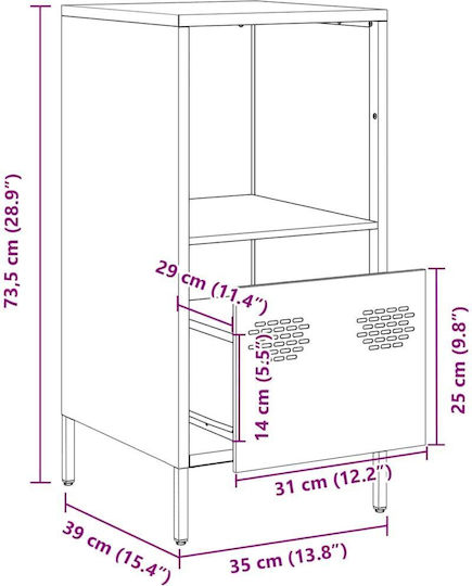 Метален Бюро Шкаф Бял 35x39x73.5см