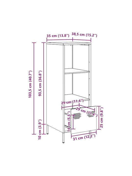 Kabinett Büro White 35x39x103.5cm