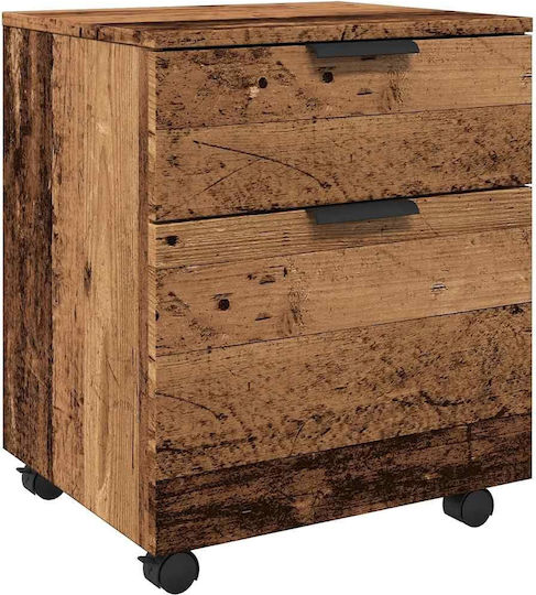 Büroaufbewahrungsschublade aus Holz mit Rädern Alt-Holz 45x38x54cm
