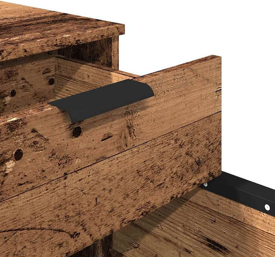 Büroaufbewahrungsschublade aus Holz mit Rädern Alt-Holz 45x38x54cm