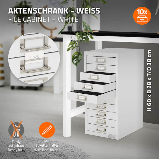 Filing Cabinet With 10 Drawers 28x38x60 Cm White Metallic Design Ml Filing Cabinet With 10 Drawers 28x38x60 Cm White Metallic Design Ml