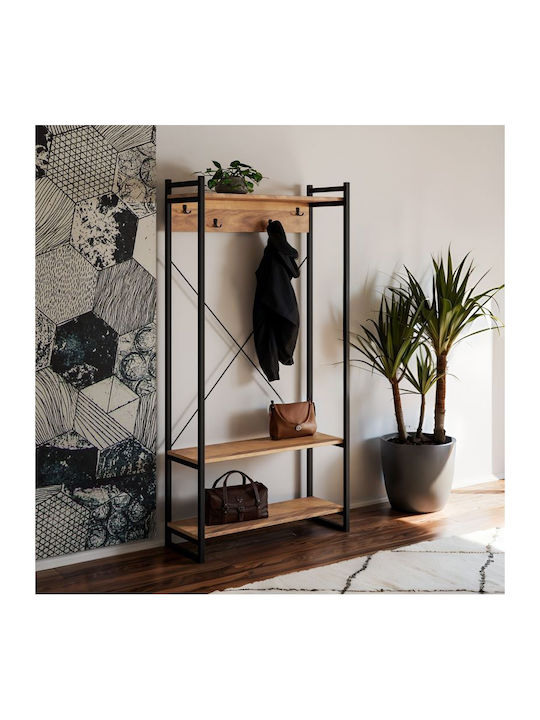Baker Eingangsmöbel mit Garderobe & Schuhschrank Walnut / Black 90x34x180cm