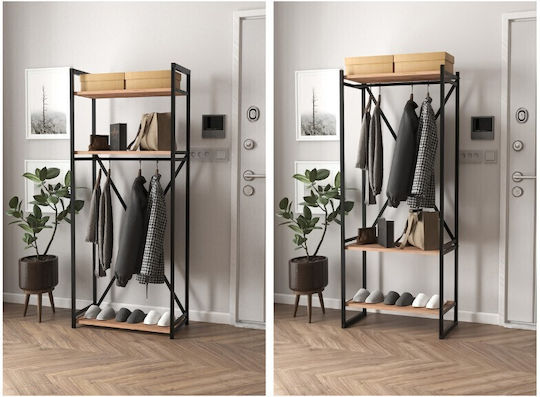 Zula Entry Furniture with Hanger & Shoe Rack Black / Pine Oak 66x30x160cm