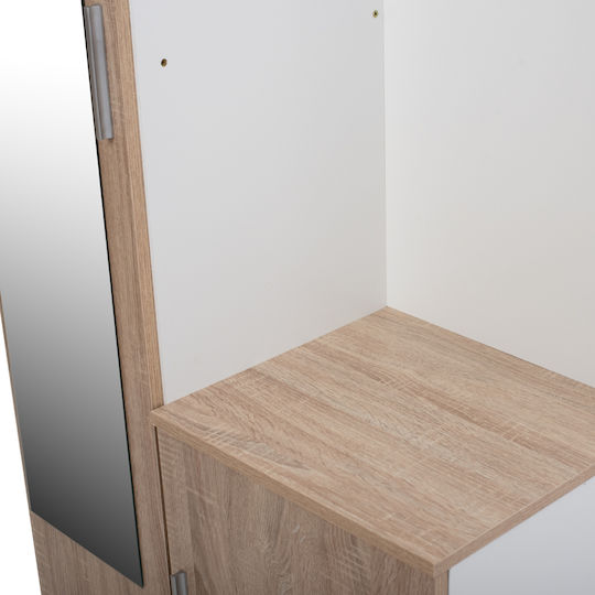 Janice Mobilier de Intrare cu Oglindă / Cuier & Dulap Sonoma / Alb 70x37x181buc