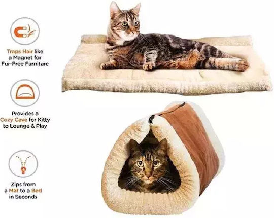 Self-Heating Tunnel Cat Bed & Mat 2 in 1 Sn23521-696 Brown