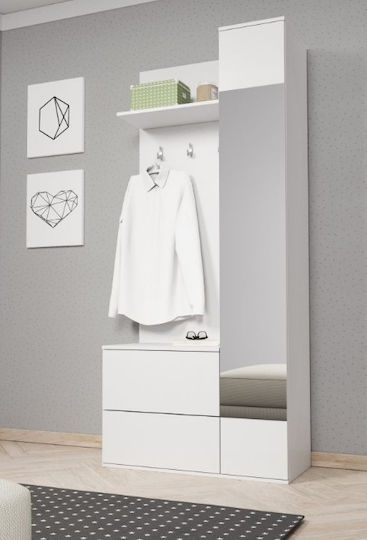 Green Entry Furniture with Mirror / Hanger / Shoe Rack & Wardrobe White 90x34x195cm