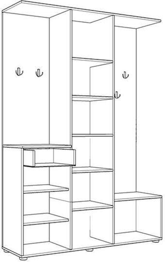 Martin Entry Furniture with Mirror / Hanger / Shoe Rack & Wardrobe Sonoma / White 133.5x33x197.5cm