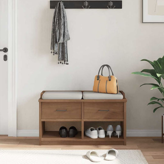 Sandens Мебели за антре със Шкаф за Обувки и Пейка Бор 87x40x50см