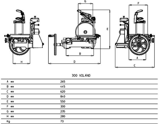 Mistro Volano Commercial Ham Slicer W84xD62xH133cm