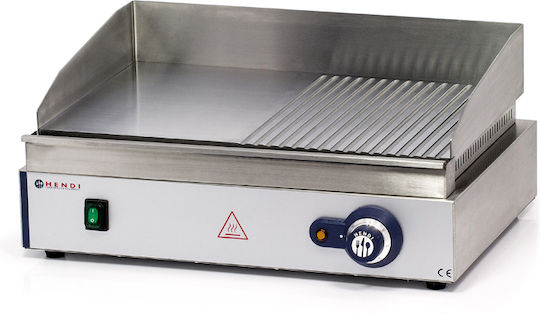 Hendi Commercial Flat Top Electric Griddle with Flat & Ribbed Plate 2.4kW 55x42x24cm
