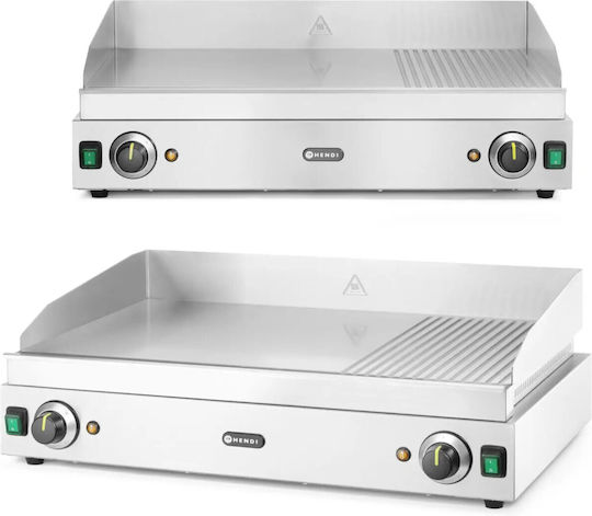 Hendi Commercial Flat Top Electric Griddle with Flat & Ribbed Plate 3.5kW 72x53x25cm