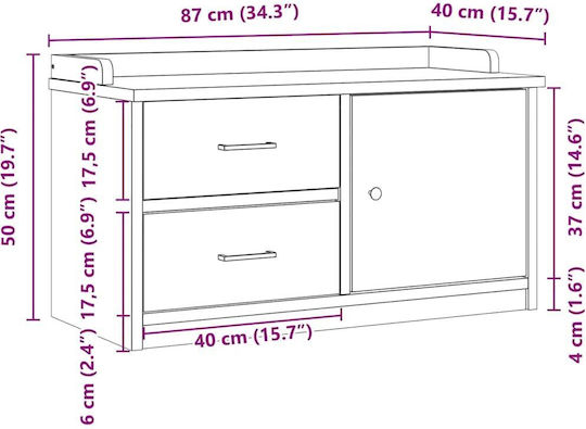 Sandens Mobilier de Intrare cu Dulap pentru Pantofi & Bancă Cafea 87x40x50cm