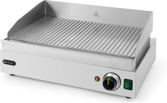 Hendi Commercial Flat Top Electric Griddle with Ribbed Plate 2.4kW 55x42x24cm