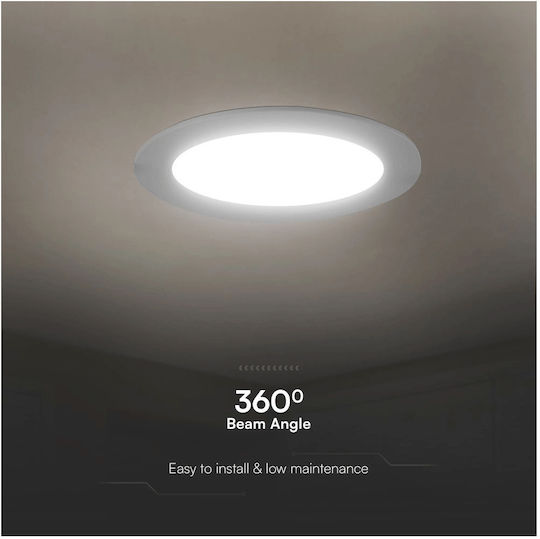 V-TAC Кръгла Вграден LED Панел 12W с Неутрално бяло Светлина 4000К