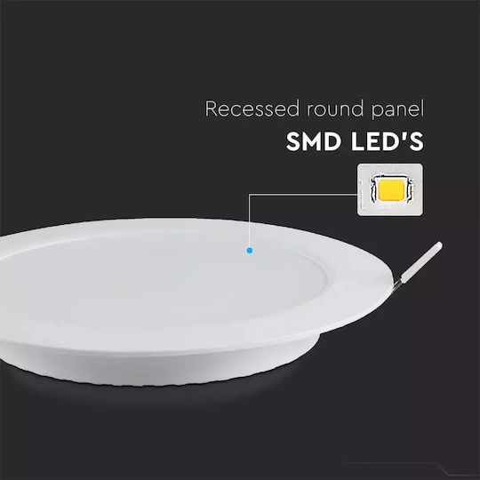 V-TAC Rund Vertieft LED Panel 6W mit Warmes Weiß Licht 3000K