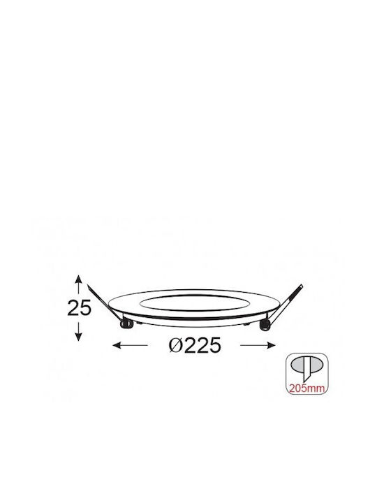 Panel Round Recessed LED Panel 18W with Cool White Light 6500K