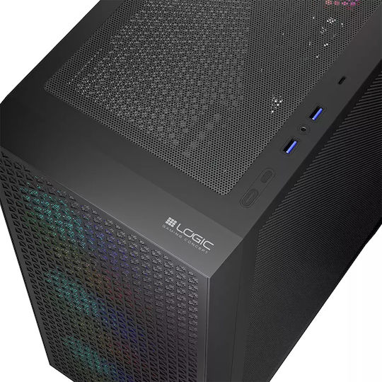 Logic Dart Pro ARGB Gaming Middle Tower Carcasă Calculator cu Fereastră Laterală Negru