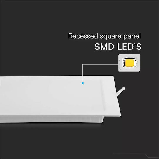 V-TAC Platz Vertieft LED Panel 24W mit Warmes Weiß Licht 3000K