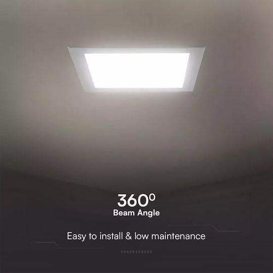 V-TAC Platz Vertieft LED Panel 24W mit Warmes Weiß Licht 3000K