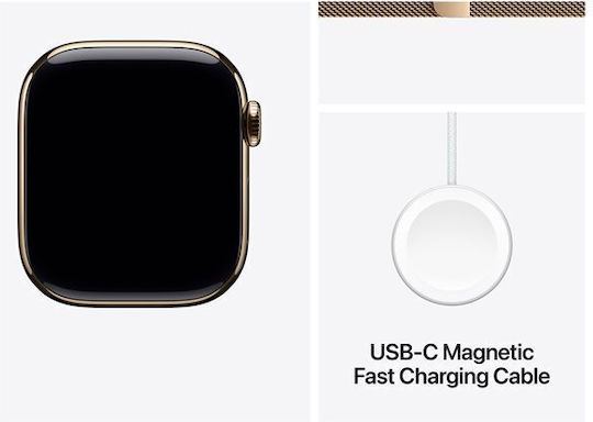 Apple Watch Series 10 Cellular Titanium 46mm Waterproof With eSIM And Heart Rate Monitor (Gold Titanium - Milanese Loop Gold - M/L)
