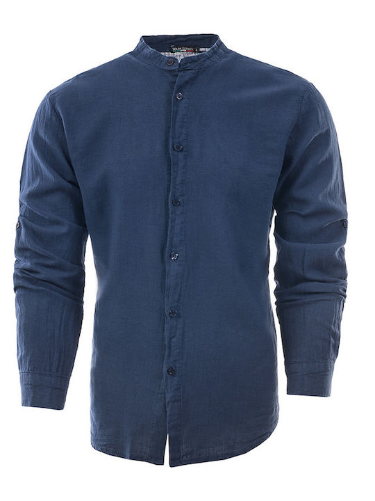 Langärmlig Leinen Hemd Blau