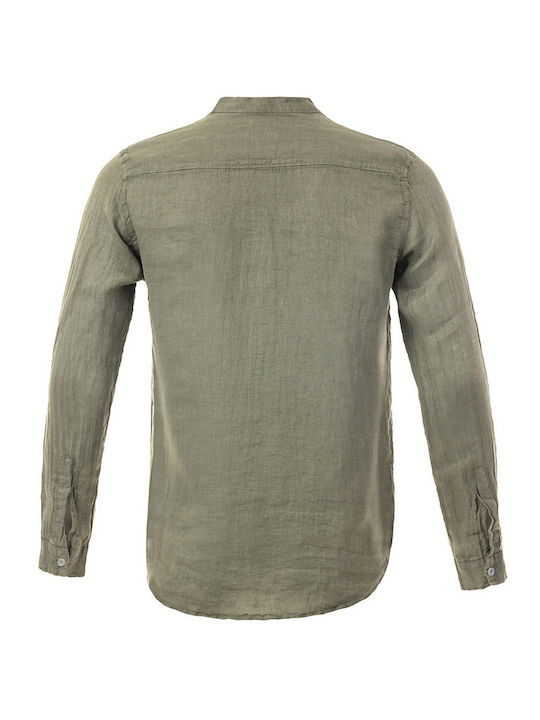 Langärmlig Leinen Hemd Khaki