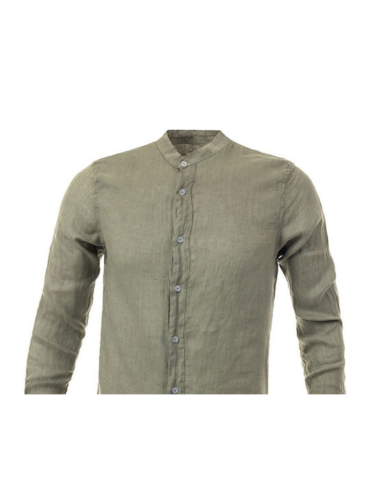 Langärmlig Leinen Hemd Khaki