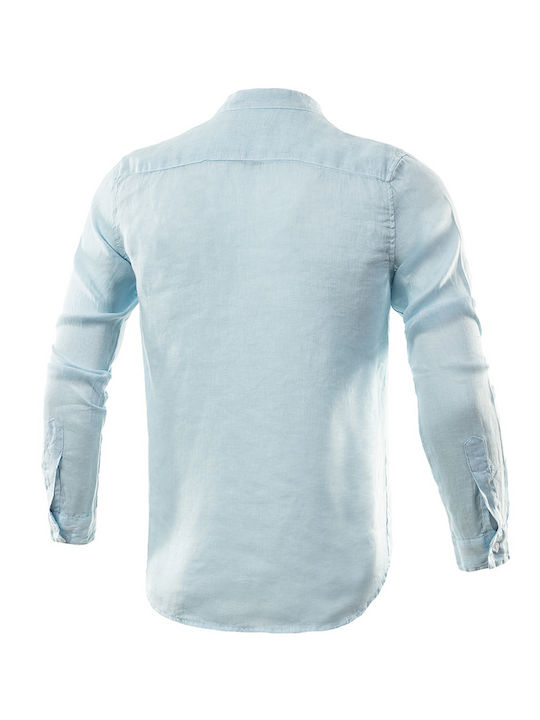 Langärmlig Leinen Hemd Hellblau