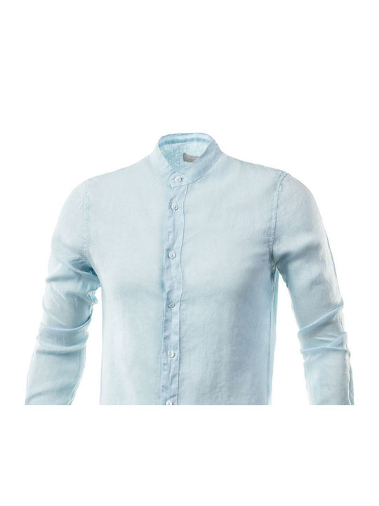 Langärmlig Leinen Hemd Hellblau