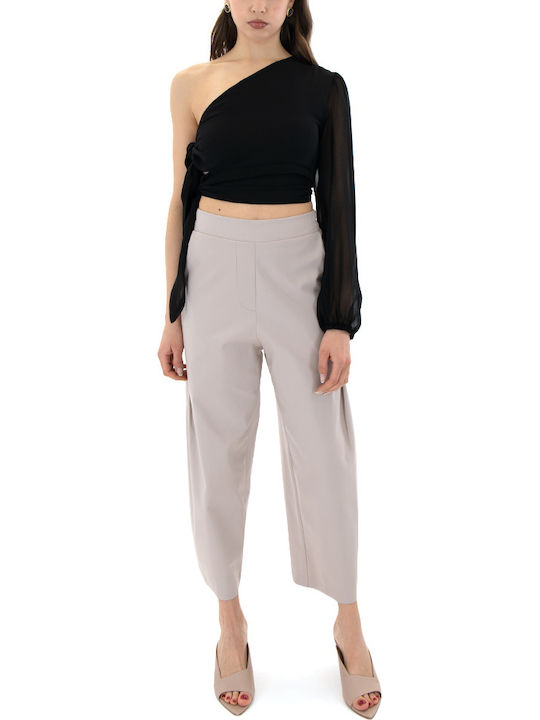 Γυναικείο Crop Top Off-Shoulder με έναν Ώμο Μαύρο
