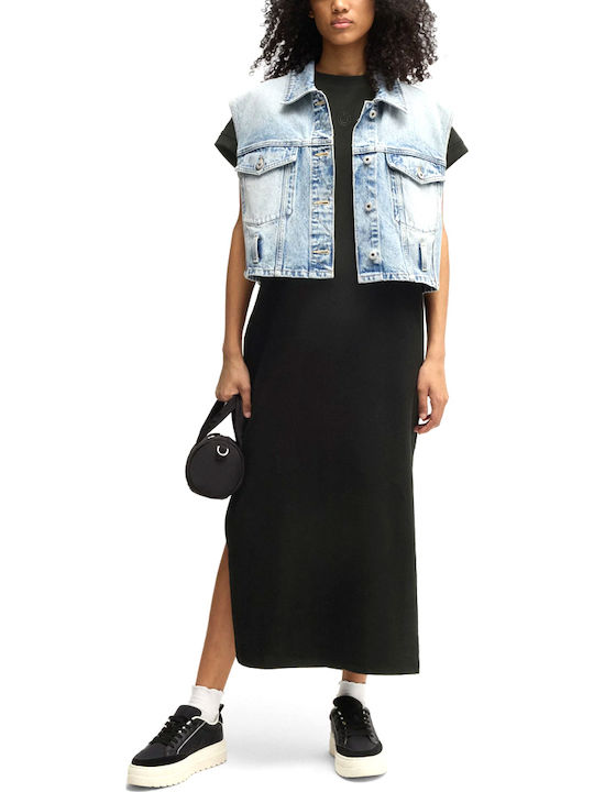 Summer Midi T-Shirt Dress Black