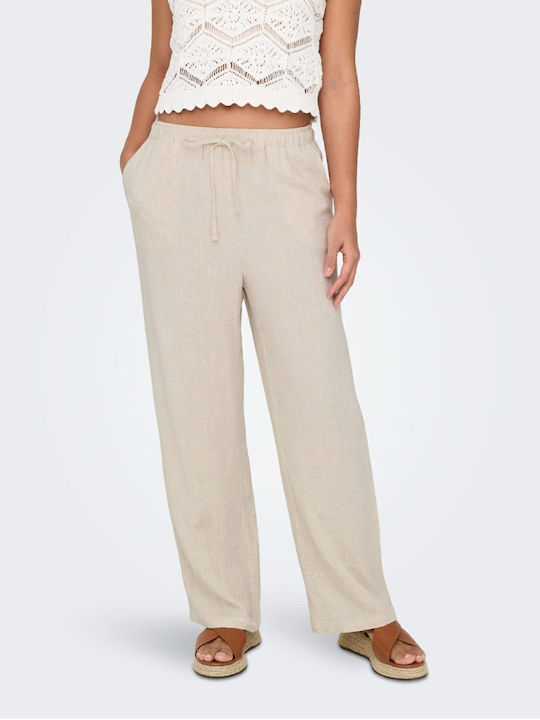 Mw Women's Fabric Trousers Ecru