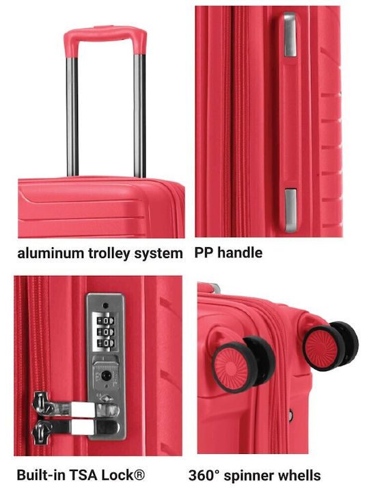 Nautica Medium Travel Suitcase Hard Red with 4 Wheels Height 65cm 2924
