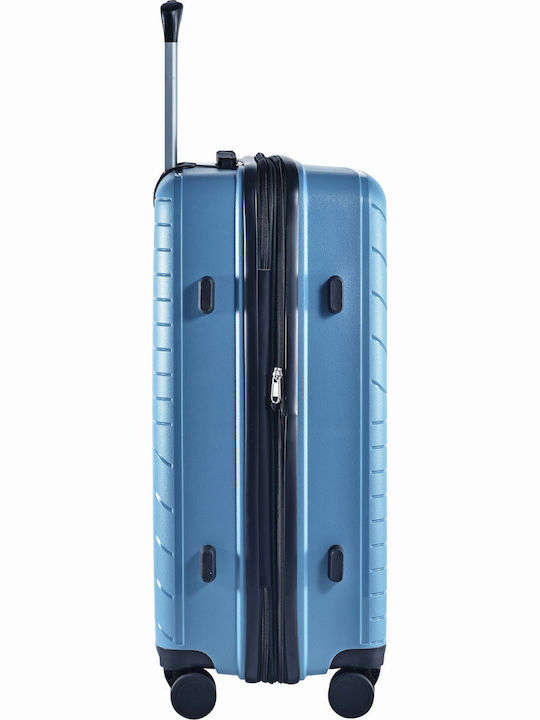 Lavor Large Hard Light Blue Suitcase with 4 Wheels Height 75cm