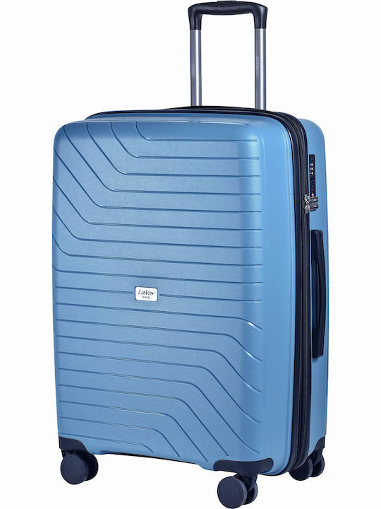 Lavor Medium Hard Light Blue Suitcase With 4 Wheels Height 66cm