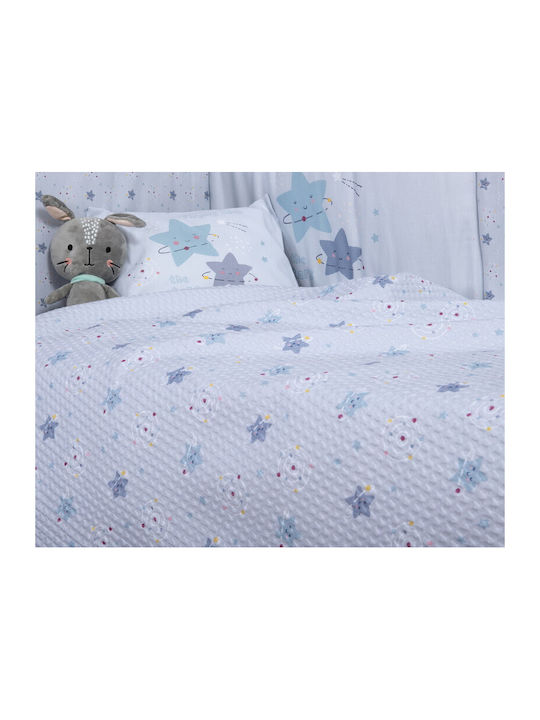 Nef-Nef Homeware Blanket Nursery Swaddling Blankets Explore The Universe Waffle Light Blue 80x110cm