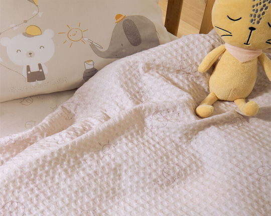 Nef-Nef Homeware Κουβέρτα Αγκαλιάς & Λίκνου Happy Πικέ Γκρι 80x110εκ.