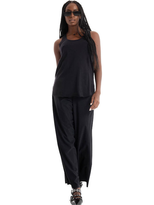 Bluza Damă Bumbac Fără Mâneci Neagră