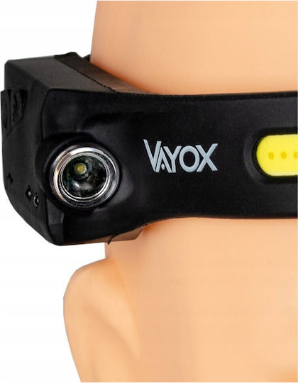 Vayox Презареждащ се Челник LED с Максимална Яркост 350лм Черен