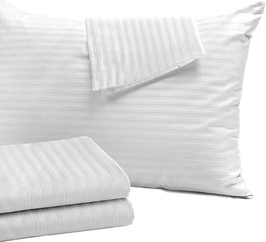 Σεντόνι Ξενοδοχειακό Σατέν Ριγέ 80%cotton-20%pes Περκάλι 220tc 240x260