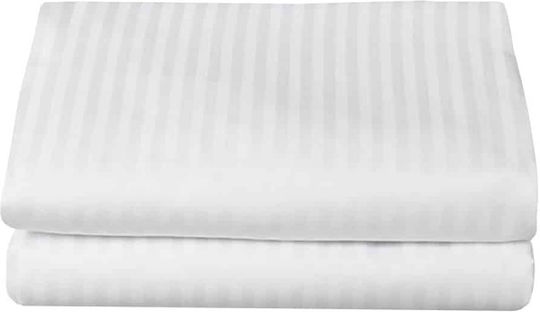 Σεντόνι Ξενοδοχειακό Σατέν Ριγέ 80%cotton-20%pes Περκάλι 220tc 100x200+40 Λάστιχο