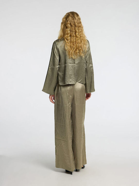 Women's Fabric Trousers Wide Line Olive