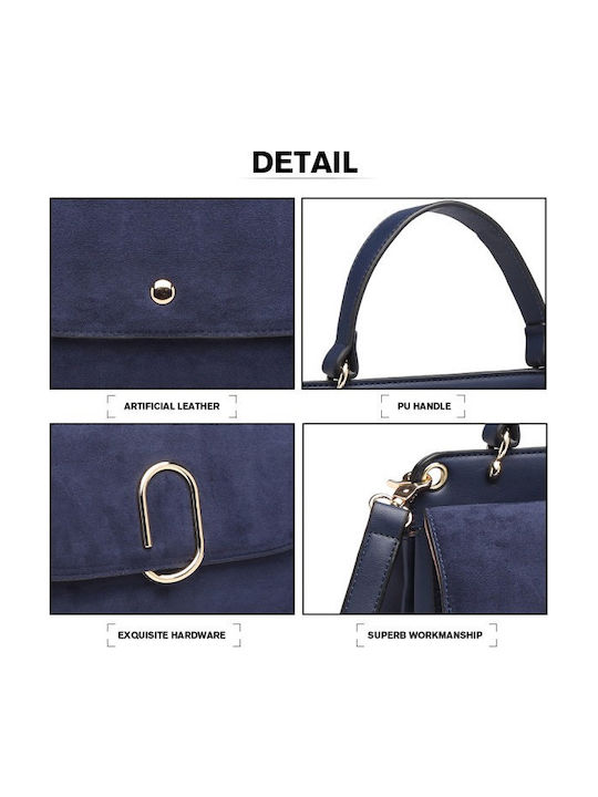 Leather Women's Bag Shoulder Navy Blue