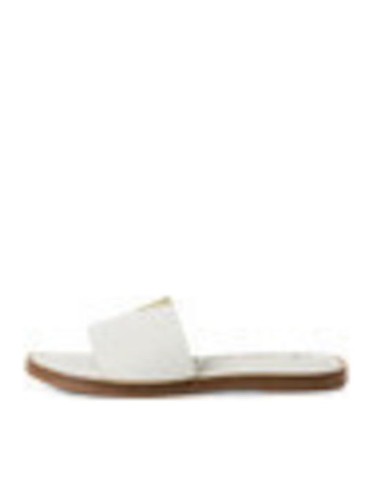 Leder Flache Sandalen für Damen in Weiß Farbe