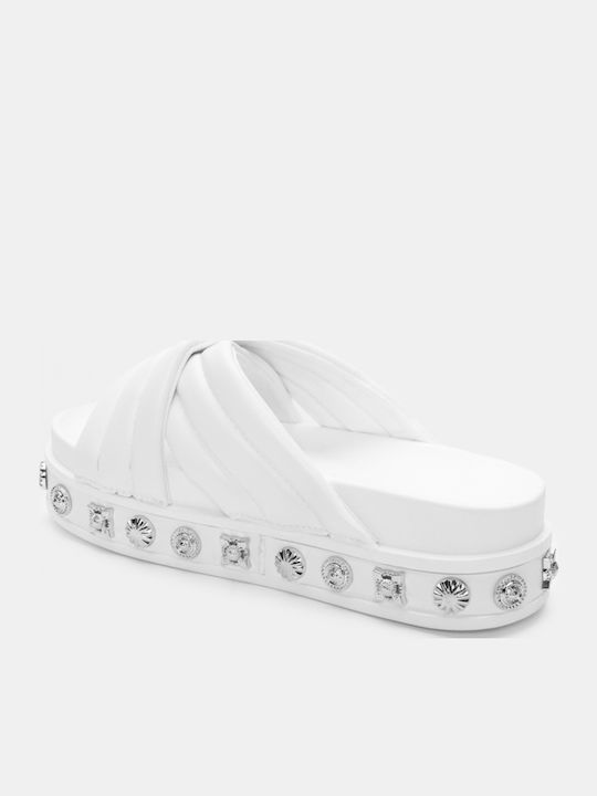 Sandale Casual Damă Flatforme Albe