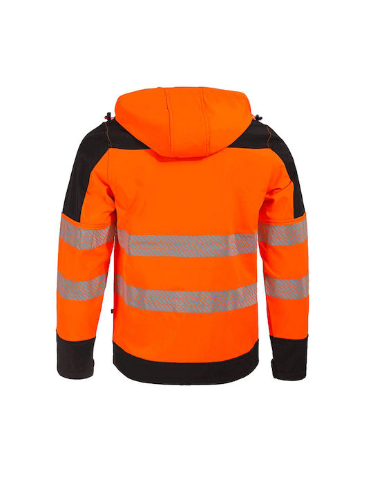 Stenso Nobel Pro Work Jacket Reflective Softshell with Fleece Lining and with Hood Orange